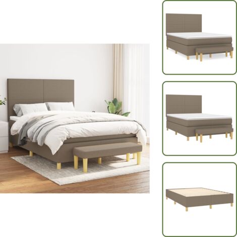 Materasso con molle insacchettate - vidaXL Giroletto a Molle con Materasso Tortora 140x190 cm in Tessuto - Panca multifunzionale