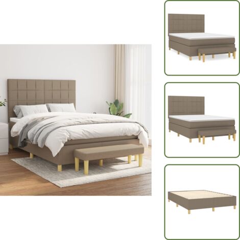 Materasso con molle insacchettate - vidaXL Giroletto a Molle con Materasso Tortora 140x200 cm in Tessuto - Letto tortora