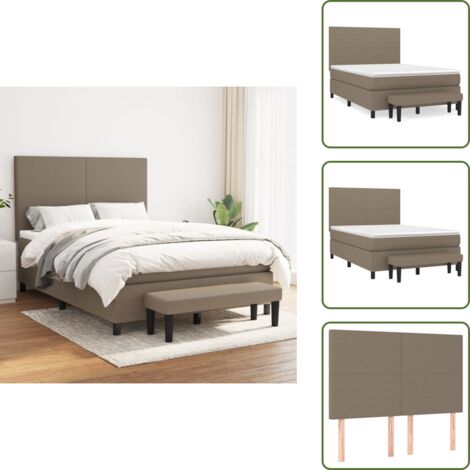 Materasso con molle insacchettate - vidaXL Giroletto a Molle con Materasso Tortora 140x200 cm in Tessuto - Letto tortora