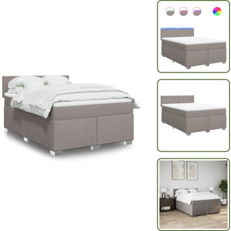Materasso con molle insacchettate - vidaXL Giroletto a Molle con Materasso Tortora 160x200 cm in Tessuto - Letto con testiera