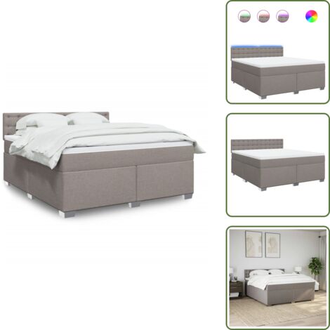 Materasso con molle insacchettate - vidaXL Giroletto a Molle con Materasso Tortora 180x200 cm in Tessuto - Coprimaterasso lavabile
