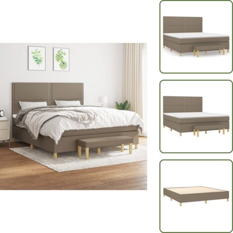 Materasso con molle insacchettate - vidaXL Giroletto a Molle con Materasso Tortora 180x200 cm in Tessuto - Panca multifunzionale