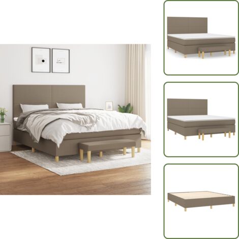 Materasso con molle insacchettate - vidaXL Giroletto a Molle con Materasso Tortora 180x200 cm in Tessuto - Panca multifunzionale