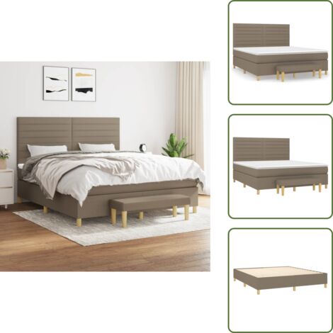 Materasso con molle insacchettate - vidaXL Giroletto a Molle con Materasso Tortora 180x200 cm in Tessuto - Panca multifunzionale