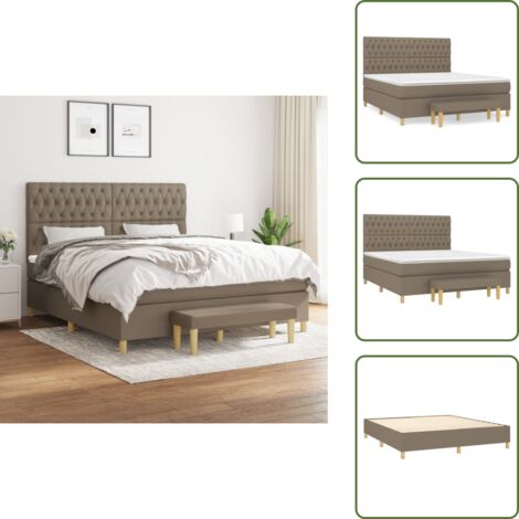 Materasso con molle insacchettate - vidaXL Giroletto a Molle con Materasso Tortora 180x200 cm in Tessuto - Panca multifunzionale