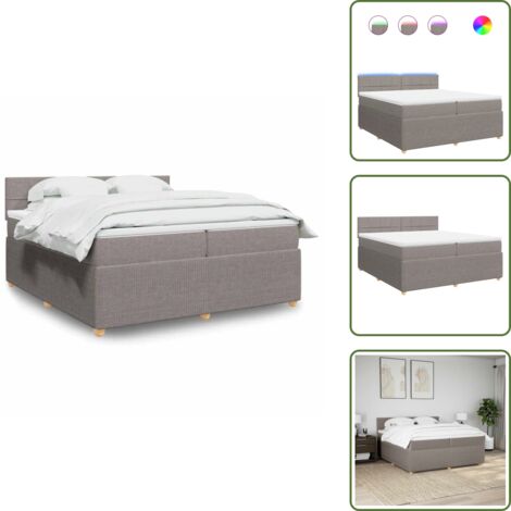 Materasso con molle insacchettate - vidaXL Giroletto a Molle con Materasso Tortora 200x200 cm in Tessuto - Coprimaterasso per letto