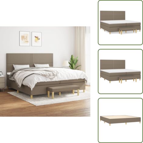 Materasso con molle insacchettate - vidaXL Giroletto a Molle con Materasso Tortora 200x200 cm in Tessuto - Letto con testiera regolabile