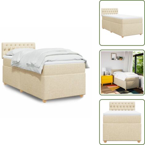 Materasso con molle - vidaXL Giroletto a Molle con Materasso Crema 80x200 cm inTessuto - Letto con testiera