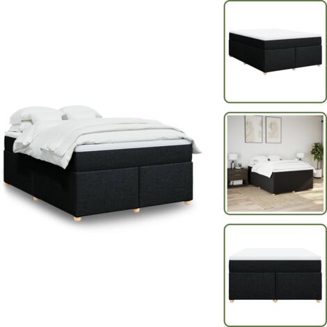 Materasso con molle - vidaXL Giroletto a Molle con Materasso Nero 140x190 cm in Tessuto - Coprimaterasso