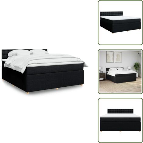 Materasso con molle - vidaXL Giroletto a Molle con Materasso Nero 180x200 cm in Tessuto - Letto con testiera