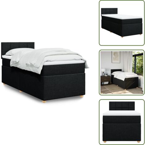 Materasso con molle - vidaXL Giroletto a Molle con Materasso Nero 80x200 cm inTessuto - Letto con testiera