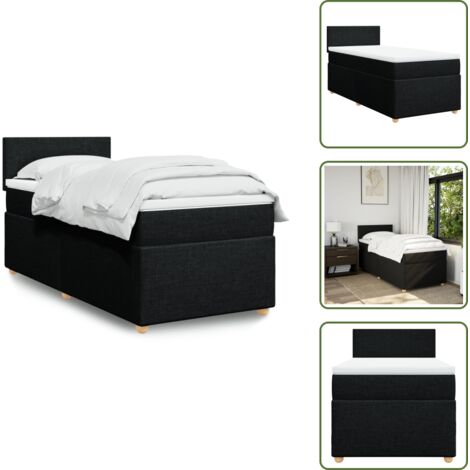 Materasso con molle - vidaXL Giroletto a Molle con Materasso Nero 80x200 cm inTessuto - Letto con testiera