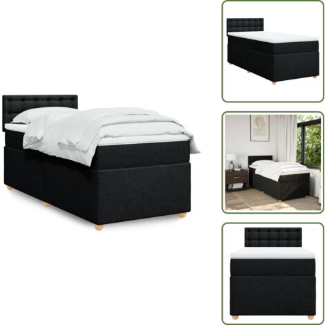 Materasso con molle - vidaXL Giroletto a Molle con Materasso Nero 80x200 cm inTessuto - Letto con testiera