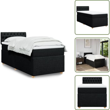 Materasso con molle - vidaXL Giroletto a Molle con Materasso Nero 80x200 cm inTessuto - Letto con testiera