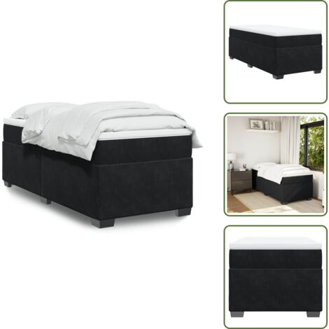 Materasso con molle - vidaXL Giroletto a Molle con Materasso Nero 90x190 cm in Velluto - Letto con doghe