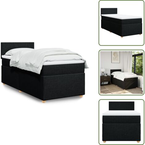 Materasso con molle - vidaXL Giroletto a Molle con Materasso Nero 90x200 cm in Tessuto - Letto con testiera