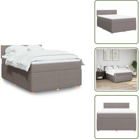 Materasso con molle - vidaXL Giroletto a Molle con Materasso Tortora 140x190 cm in Tessuto - Coprimaterasso