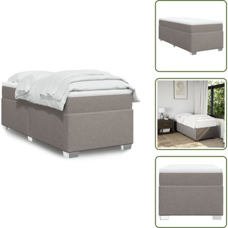 Materasso con molle - vidaXL Giroletto a Molle con Materasso Tortora 90x200 cm inTessuto - Coprimaterasso
