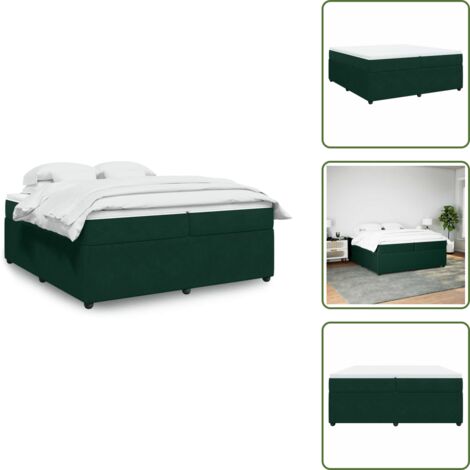 Materasso con molle - vidaXL Giroletto a Molle con Materasso Verde Scuro 200x200 cm Velluto - Letto a molle