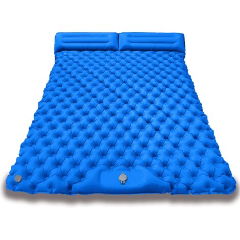 Materasso da campeggio autogonfiabile matrimoniale 200 x 120 cm, materasso da campeggio ultraleggero con cuscino, materasso ad aria portatile singolo impermeabile per viaggi, spiaggia ed escursionismo