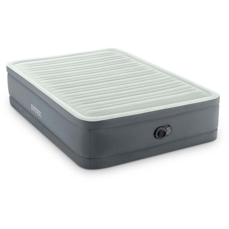materasso piazza e mezza autogonfiante intex "airbed dura-beam premaire i" colore grigio chiaro con pompa integrata, 137x191x46 - cod. 64904nd
