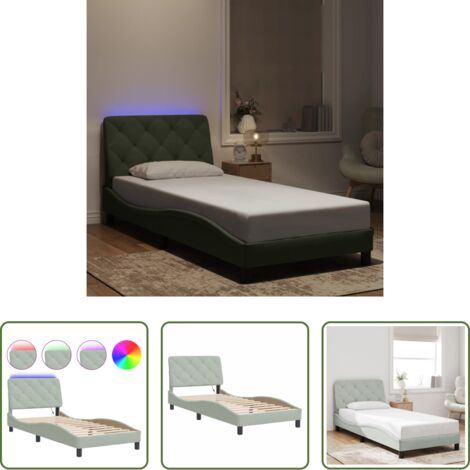 Materasso -  Giroletto con LED senza Materasso Grigio Chiaro 80x200 cm in Velluto