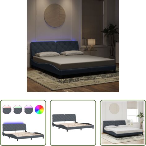 Materasso -  Giroletto con LED senza Materasso Grigio Scuro 180x200 cm in Velluto
