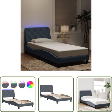 Materasso -  Giroletto con LED senza Materasso Grigio Scuro 80x200 cm in Velluto