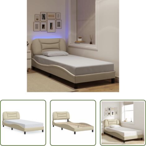 Materasso -  Giroletto con LED senza Materasso Hvar Crema 80x200 cm in Tessuto