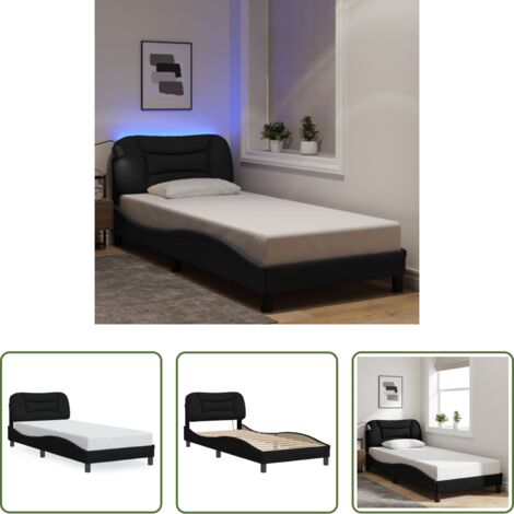 Materasso -  Giroletto con LED senza Materasso Hvar Nero 80x200 cm Tessuto