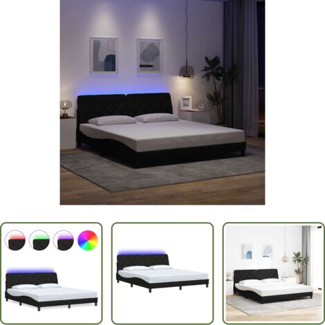 Materasso -  Giroletto con LED senza Materasso Nero 180x200 cm in Tessuto