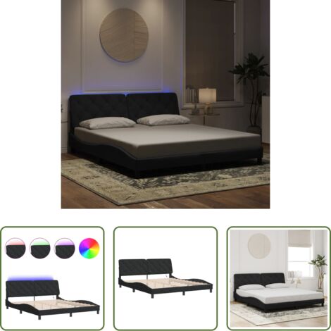 Materasso -  Giroletto con LED senza Materasso Nero 180x200 cm in Velluto