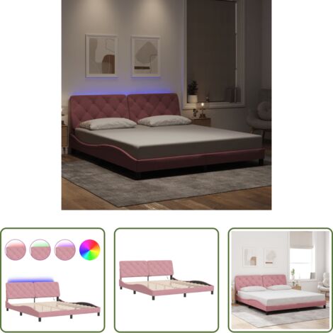 Materasso -  Giroletto con LED senza Materasso Rosa 180x200 cm in Velluto