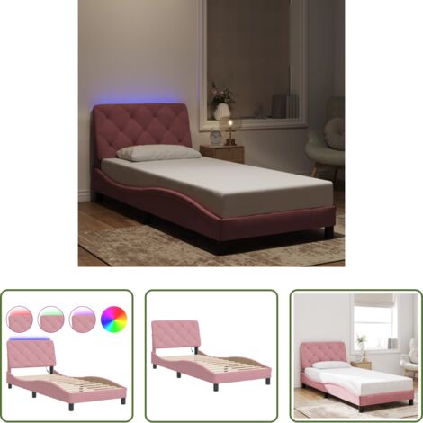 Materasso -  Giroletto con LED senza Materasso Rosa 80x200 cm in Velluto