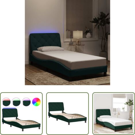 Materasso -  Giroletto con LED senza Materasso Verde Scuro 80x200 cm in Velluto