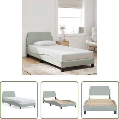 Materasso -  Giroletto Dover Grigio Chiaro 80x200 cm Velluto