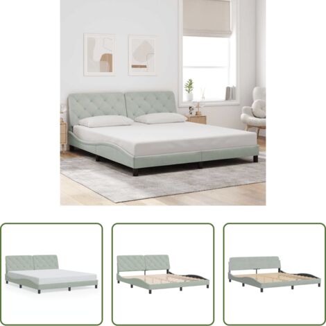 Materasso -  Giroletto senza Materasso Grigio Chiaro 180x200 cm Velluto