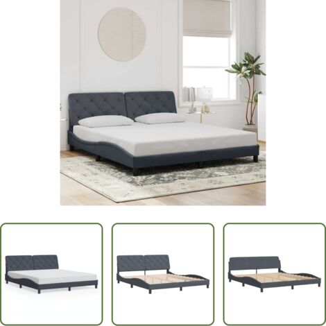 Materasso -  Giroletto senza Materasso Grigio Scuro 180x200 cm Velluto