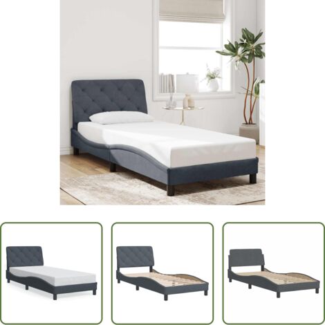 Materasso -  Giroletto senza Materasso Grigio Scuro 80x200 cm Velluto