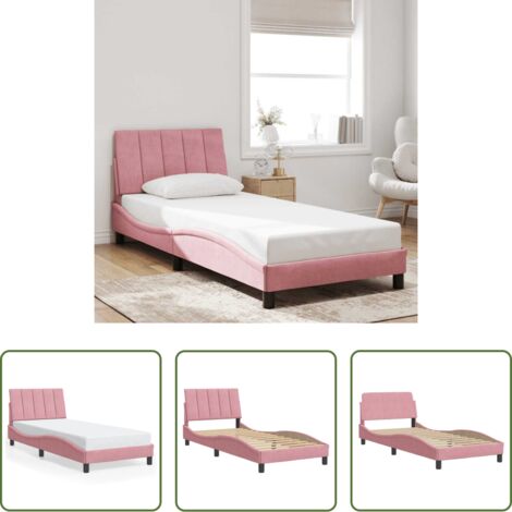 Materasso -  Giroletto senza Materasso Hanko Rosa 80x200 cm in Velluto