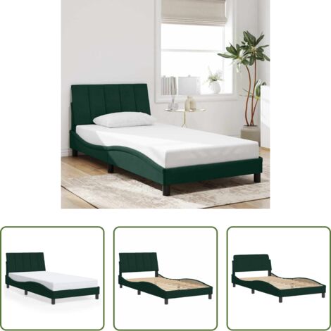 Materasso -  Giroletto senza Materasso Hanko Verde Scuro 100x200 cm in Velluto