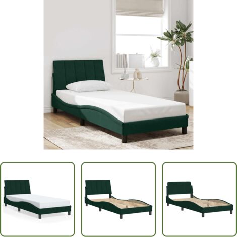 Materasso -  Giroletto senza Materasso Hanko Verde Scuro 90x190 cm in Velluto