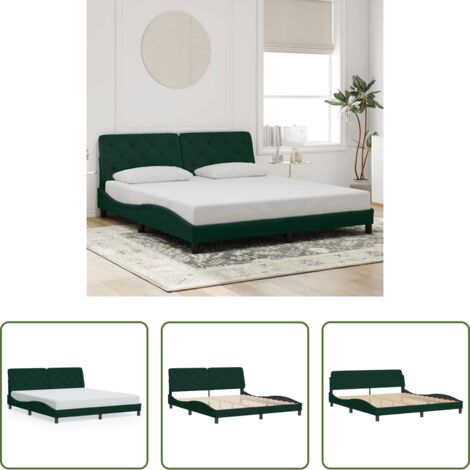 Materasso -  Giroletto senza Materasso Verde Scuro 180x200 cm in Velluto