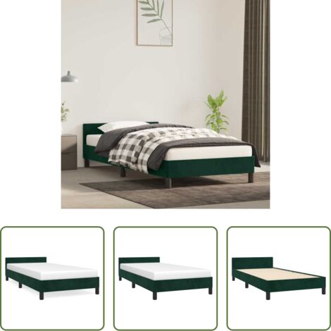 Materasso -  Giroletto senza Materasso Verde Scuro 90x200 cm in Velluto
