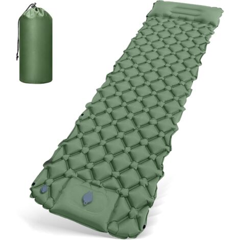 Materasso gonfiabile, materasso da campeggio autogonfiabile, materasso da campeggio portatile, materasso ad aria ultraleggero con pompa a pedale e cuscino, 190 cm x 60 cm x 5 cm, per esterni, viaggi (