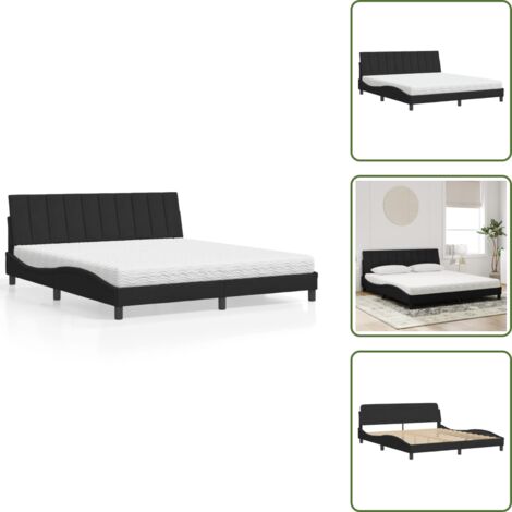 Materasso H2 - vidaXL Letto con Materasso Hanko Nero 180x200 cm in Velluto - Materasso H3