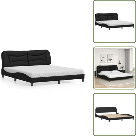 Materasso H2 - vidaXL Letto con Materasso Hvar Nero 180x200 cm in Similpelle - Materasso H3