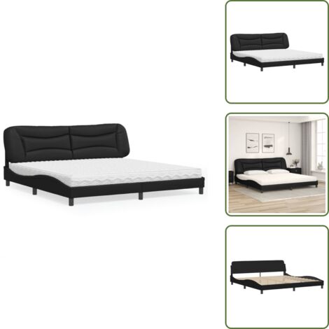 Materasso H2 - vidaXL Letto con Materasso Hvar Nero 200x200 cm in Similpelle - Materasso H3