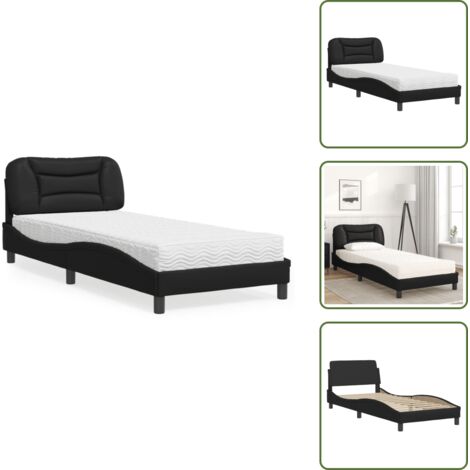 Materasso H2 - vidaXL Letto con Materasso Hvar Nero 80x200 cm in Similpelle - Materasso H3