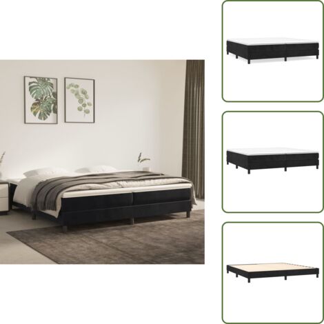 Materasso in molle insacchettate - vidaXL Giroletto a Molle con Materasso Nero 200x200 cm in Velluto - Letto con doghe in compensato